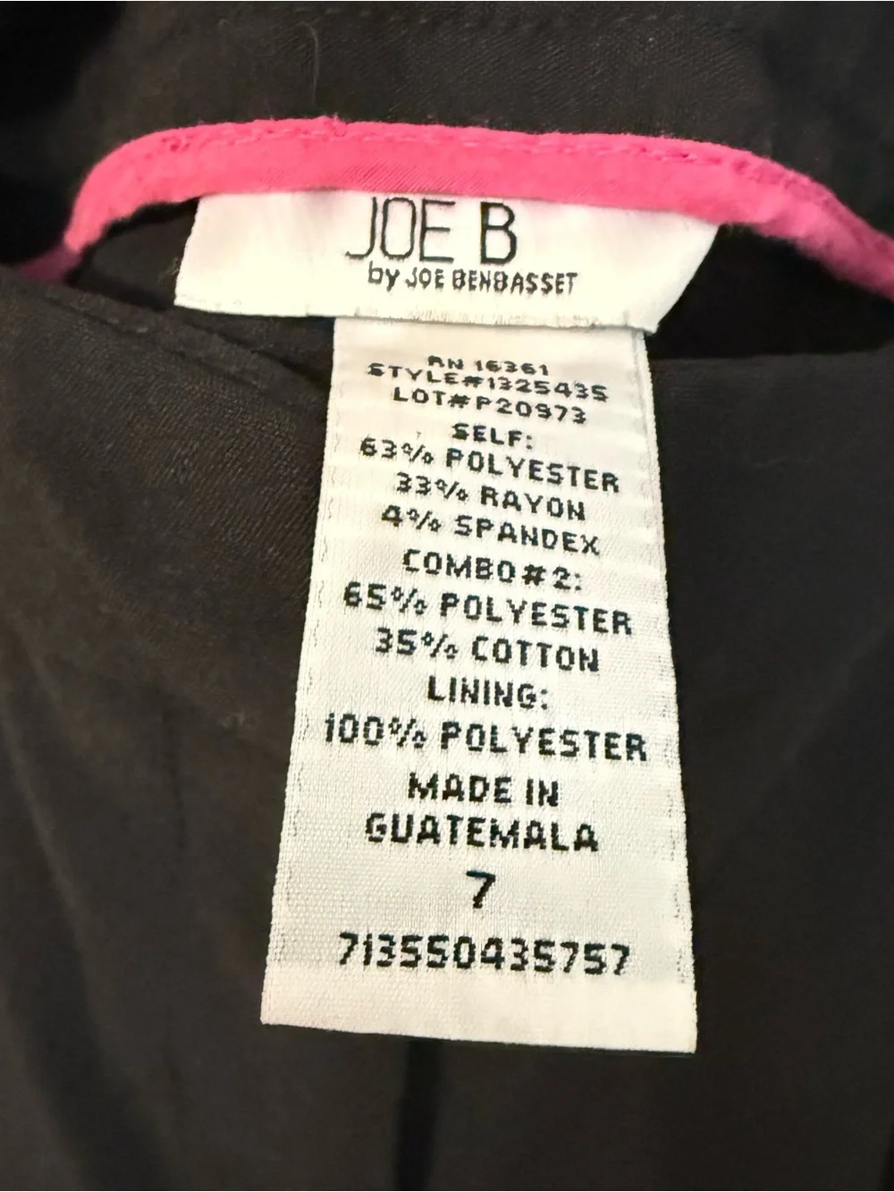 JOE B by Joe Benbasset Black Bootcut Dress Pants Size 7 Career Office - Picture 3 of 5